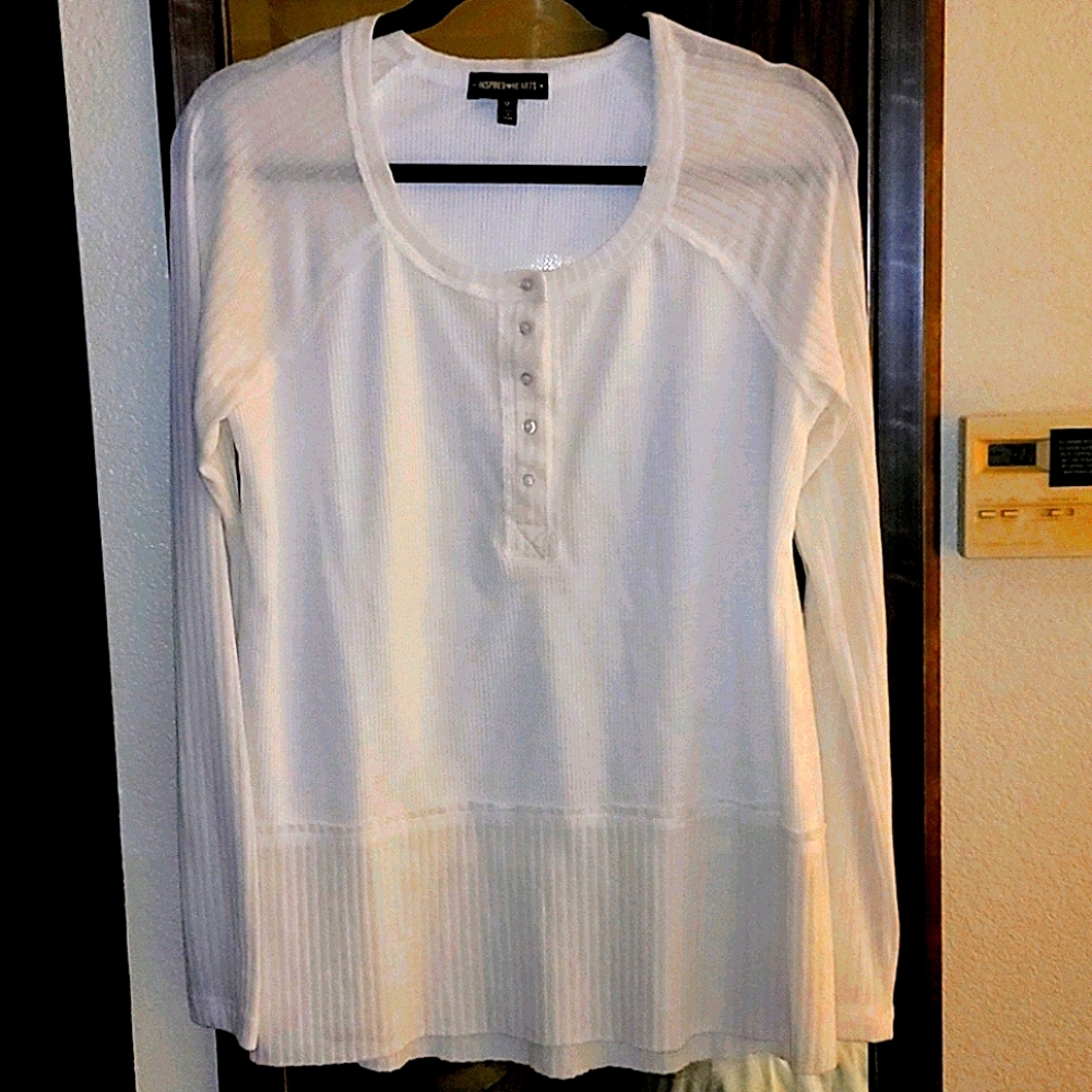 Inspired By Hearts Long Sleege Beige Top Medium